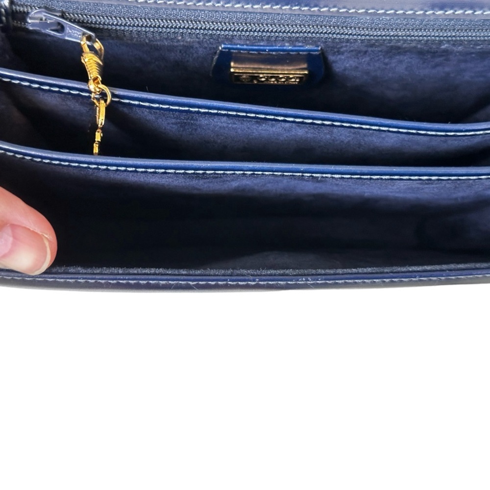 RARE 70s Gucci Vintage Blue Leather & Crocodile Crossbody Bag Amazing Condition - Picture 11 of 16